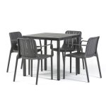 Ensemble de salle � manger ext�rieur table carr�e 80x80cm et 4 chaises avec accoudoirs pour terrasses ...