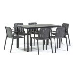 Ensemble de salle � manger ext�rieur table rectangulaire et 6 chaises avec accoudoirs pour terrasses ...