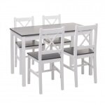 Ensemble de salle  manger - hwc - f77 - bois massif - style rustique - cottage - 110 cm - blanc - gris ...
