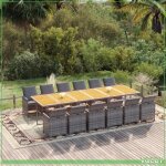 Ensemble de salle � manger de jardin - faf7291712407574 - r�sine tress�e gris - table acacia 331x107 ...