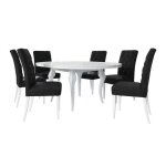 Ensemble salle � manger - racine 129 - magic velvet 2219 - table extensible - pieds en bois - blanc brillant ...