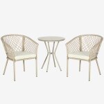 Outsunny - salon de jardin - rsine tresse - 63x65x81cm - beige