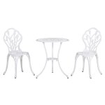 Outsunny - salon de jardin - aluminium - 60x60x67cm - blanc