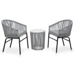 Ensemble de salon de jardin 3 pices style bistro - anthracite - 48 x 40 cm - gris - vidaxl - 2 personnes ...