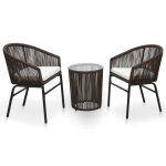 Ensemble de salon de jardin - vidaxl - 3 pices - rsistant aux intempries - marron - confortable avec ...