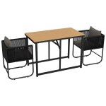 Outsunny - salon de jardin - rsine tresse - 110x60x75cm - noir