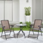 Ensemble salon de jardin - akozon - 6618 - 2 places - chaises pliables 4 positions - table ronde verre ...