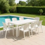 Ensemble salon de jardin arret dmora plastique blanc