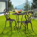 Ensemble salon de jardin balcon bistro - yaheetech - table 59x67 cm - chaise 44x855 cm - alliage daluminium ...
