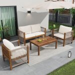 Ensemble de salon de jardin dext�rieur avec table et chaises - avec causeuse - 2 fauteuils et table - ...
