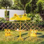 Ensemble salon de jardin enfant - akozon - design tigre - 4 pcs (table + 2 chaises + parasol) - oxford ...