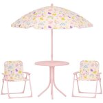Ensemble salon de jardin ext�rieur enfant - aiyaplay - motif arc - en - ciel et fleur parasol r�glable ...