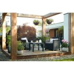 Ensemble salon de jardin petawawa dmora en plastique noir anthracite