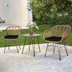Ensemble salon de jardin en r�sine rotin tress�e 2 places table basse plateau verre tremp� - jaune