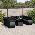Ensemble de salon de jardin en r�sine tress�e - vidaxl - 10 pi�ces - coussins noirs - r�sine tress�e ...