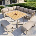 Ensemble salon de jardin avec table 80x80 cm et coussins inclus floragrace