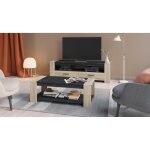 Ensemble salon sheffield composé de : table basse double plateau supérieur et inférieur + meuble tv 2 ... Ensemble salon sheffield composé de : table basse double plateau supérieur et inférieur + meuble tv 2 ...