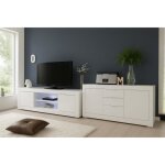 Ensemble sjour - meuble tv 180 cm + buffet 210 cm 2 portes 3 tiroirs - basico - blanc laqu