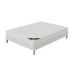 Ensemble senso sommier + matelas 140x190 cm hauteur 17cm mousse polyurthane tissu 100% polyester 4 pieds ...