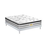 Ensemble sommier bois blanc et matelas concorde ressorts ensach�s accueil m�moire 26cm 160x200cm