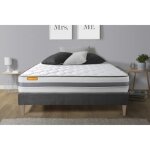 Ensemble sommier matelas 160x200 memo spring ressorts ensachs et mmoire de forme - ferme - gris