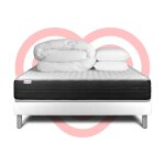 Pack lit complet - matelas 160x200 cm + sommier tapissier � lattes (en kit) + 2 oreillers + couette - ...