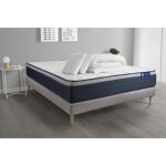 Pack lit complet 180x200 cm - matelas + sommier gris (en kit) + 2 oreillers + couette - actimemo max