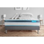Ensemble sommier matelas 180x200 bodyfit m�moire de forme - 24 cm - ferme - sommier kit gris + 2 oreillers ...