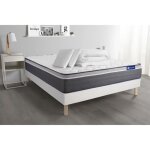 Pack lit complet 200x200 cm - matelas + sommier blanc (en kit) + 2 oreillers + couette - actilatex p