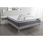 Pack lit complet 200x200 cm - matelas + sommier gris (en kit) + 2 oreillers + couette - actilatex pl