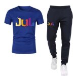Ensemble sport homme - npz - style jul - maillot logo multicolore - jogging l�ger - bleu