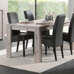 Ensemble table 160 cm décor chêne et 4 chaises en pu noir - fumay Ensemble table 160 cm décor chêne et 4 chaises en pu noir - fumay