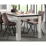 Ensemble table 160 cm décor chêne blanchi et 4 chaises beige - alost Ensemble table 160 cm décor chêne blanchi et 4 chaises beige - alost