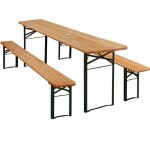 Casaria ensemble table et bancs en bois de brasserie 170x46x75cm pliable meubles de jardin 3 pices ...