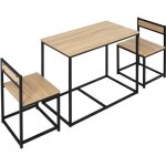 Homcom - ensemble de salle à manger 3 pièces - panneau de particules classe e1 - 90x47x76cm - bois naturel ... Homcom - ensemble de salle à manger 3 pièces - panneau de particules classe e1 - 90x47x76cm - bois naturel ...