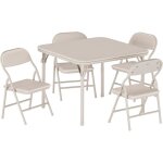 Ensemble table et 4 chaises enfant - lunsy - pliantes 5 pi�ces - table carr�e rembourr�e - biege