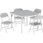 Ensemble table et 4 chaises enfant - lunsy - pliantes 5 pi�ces - table carr�e rembourr�e - gris