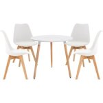 Ensemble de table et 4 chaises de salle  manger - clp - lansgar - blanc - style scandinave - moderne ...
