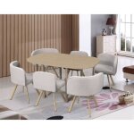 Ensemble table + 6 chaises - mosaic xl - bois mdf - beige - design contemporain