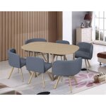 Ensemble table + 6 chaises - mosaic xl - bois mdf - gris - design contemporain