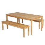 Ensemble table et bancs safari 6 places 180 cm en bois teck 100% fsc - 28