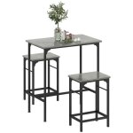 Ensemble table de bar avec 2 tabourets - homcom - cadre en acier - pour cuisine salle � manger et salon ...