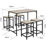 Ensemble table de bar + 4 chaises she - style industriel - haute qualité Ensemble table de bar + 4 chaises she - style industriel - haute qualité