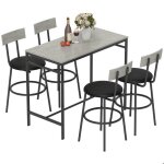 Ensemble table de bar avec 4 tabourets - homcom - repose - pieds - structure en acier - 110 x 55 x 90 ...