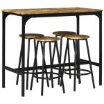 Homcom - ensemble table haute et 4 tabourets - métal - 110x50x895cm - marron Homcom - ensemble table haute et 4 tabourets - métal - 110x50x895cm - marron