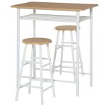 Ensemble de table de bar - 80x50x90 cm - blanc - mdf - charme industriel - 2 places