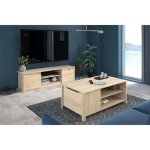 Ensemble table basse avec coffre et meuble tv - betty - panneau de particules - dcor chne - parisot ...