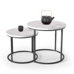 Ensemble de table basse gigogne ronde oreo lot de 2 table dextrémité de canapé marbré blanc Ensemble de table basse gigogne ronde oreo lot de 2 table dextrémité de canapé marbré blanc