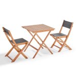 Ensemble table carre pliante et 2 chaises pliantes noir - oviala