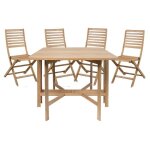 Ensemble table carr�e pliante ferret 90x90 cm avec lot de 4 chaises eden pliantes - bois acacia fsc - ...